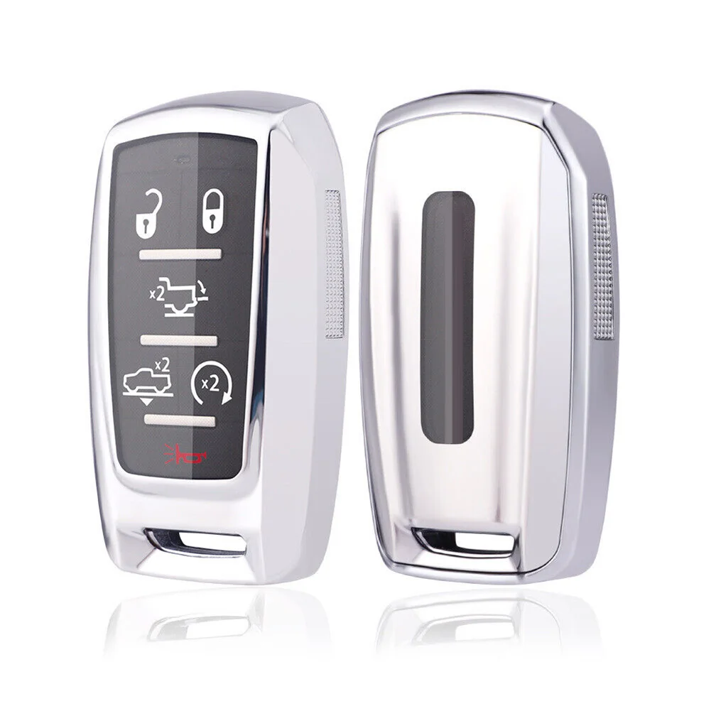 

TPU Car Key Fob Cover Shell Case Housing For Ram 1500 2500 3500 4500 2019-2022 Remote Key Case Cover Silver