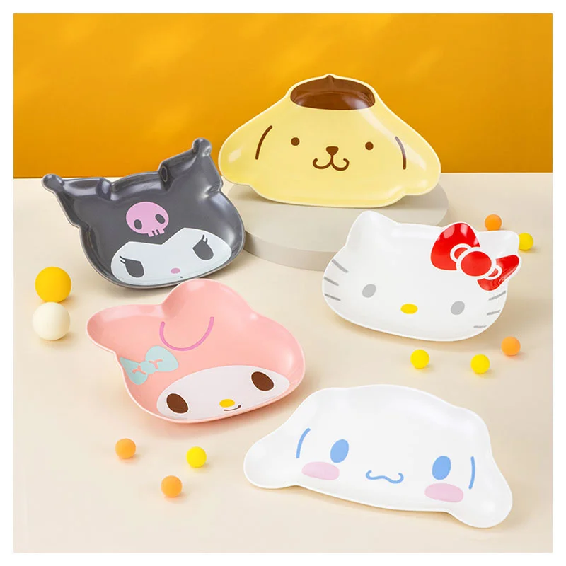 

Kawaii Cartoon Dolls Shaped Ceramic Plate Anime Sanrioed My Melody Kuromi Kittys Cat Cute Tableware Dessert Plate Fruit Plate