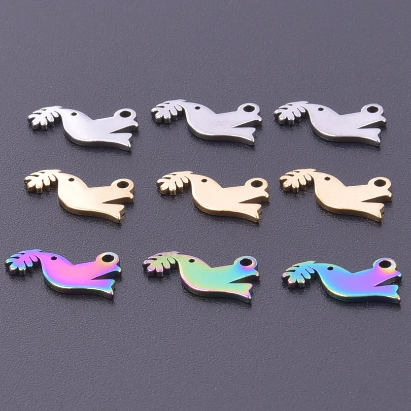 Купи 10pcs Metal Dove Of Peace Pendants For Jewelry Making Necklace Animal Stainless Steel Charm Handmade Accessories Kawaii Material за 39 рублей в магазине AliExpress