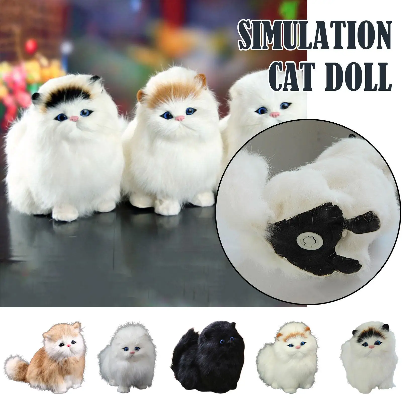 

Electronic Plush Cats Toy Cute Simulation Cat Plush Toys Soft Stuffed Kitten Model For Kids Girls Birthday Valentine's Day B2L4