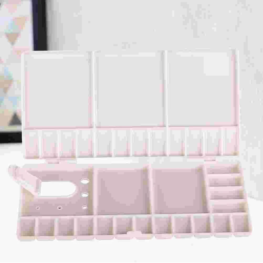 

1 Pc Watercolor Folding Tray Painting Pallet with 33 Compartments Thumbhole and Brush Holders ( White )