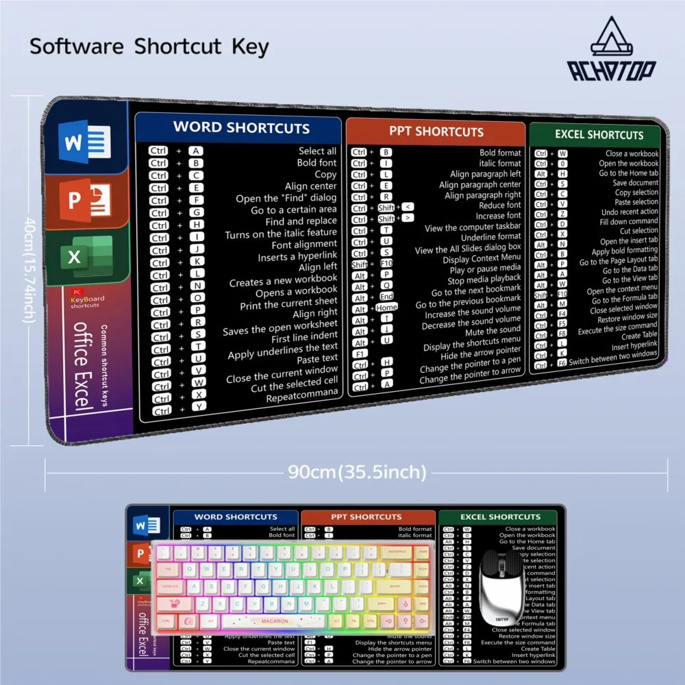 Коврик для мыши WPS Shortcuts Mac OS/Windows большой расширенный коврик офисной клавиатуры
