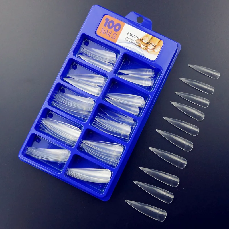 

100Pcs/Box Water Drop Extension False Nail Tips Clear/Nature/White Acrylic Full Cover Nail Tips Fake Finger Manicures Tool Set&-