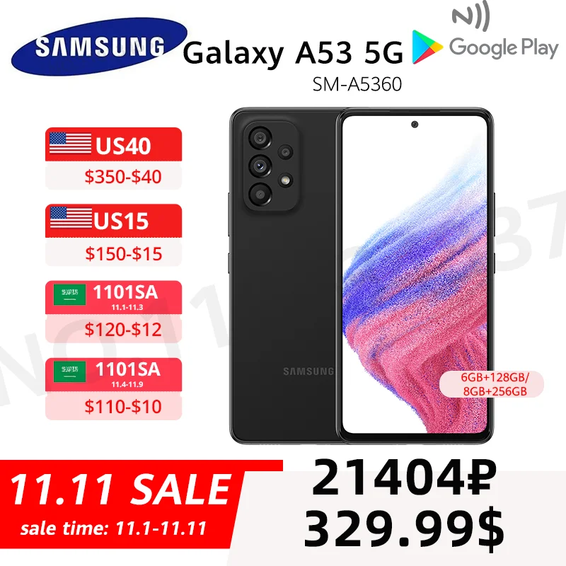 Ceny Nowy Samsung Galaxy A53 A536 5G Smartphone Exynos 1280 Octa-core 120Hz Super AMOLED Wyświetlacz 5000mAh 25W Szybkie ładowanie Telefon Komórkowy