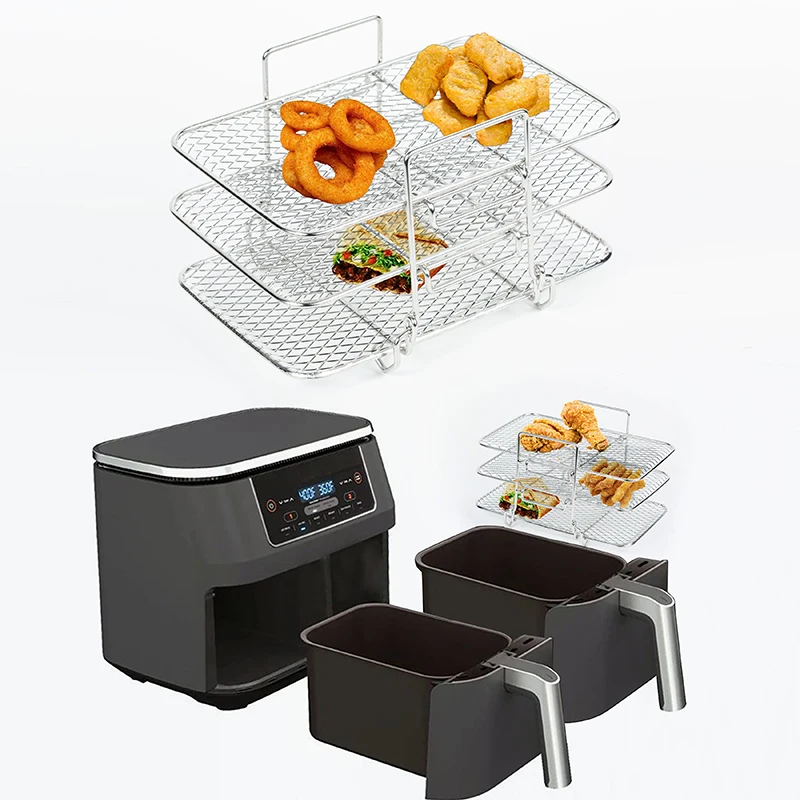 

3 Layers Grill Food Dehydrator Rack Grill Stand Air Fryer 304 Stainless Steel Multi-Layer Home Kitchen Gadget Supplies