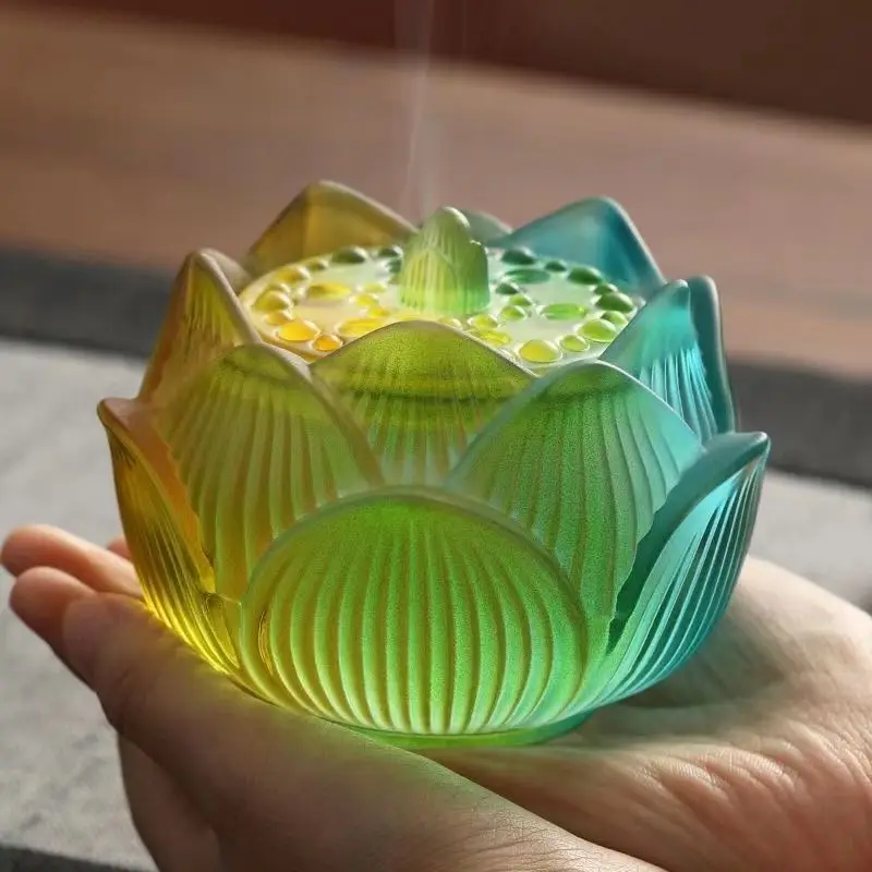 

Lotus Gradient Coloured Glaze Aromatherapy Stove Zen Decoration Household Indoor Incense Burner Natural Soothing Aroma Primitive