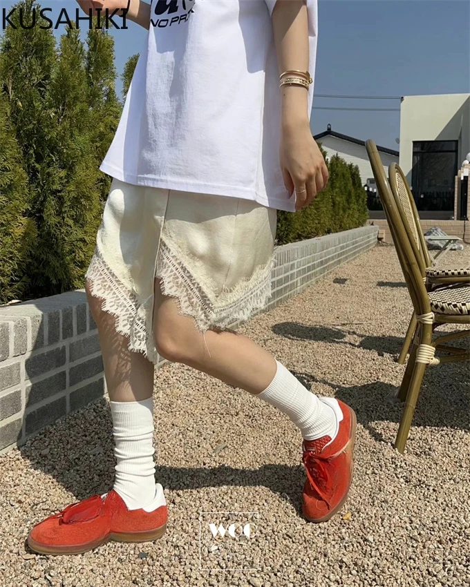 Юбка женская многослойная Асимметричная с кружевом на весну-лето