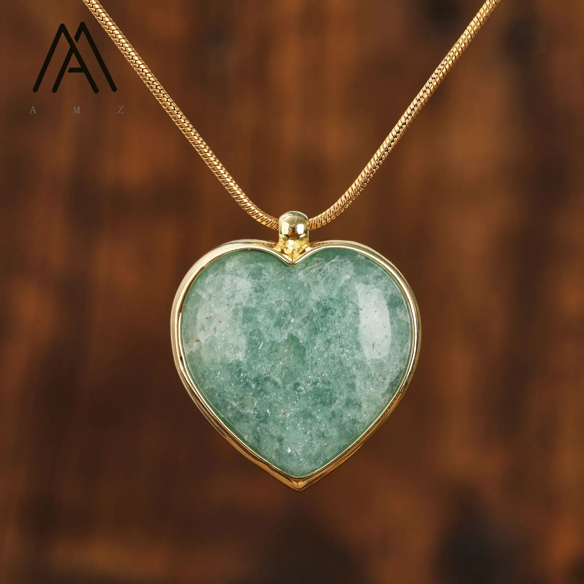 Классическое хрустальное ожерелье в форме сердца натуральный камень 30 мм