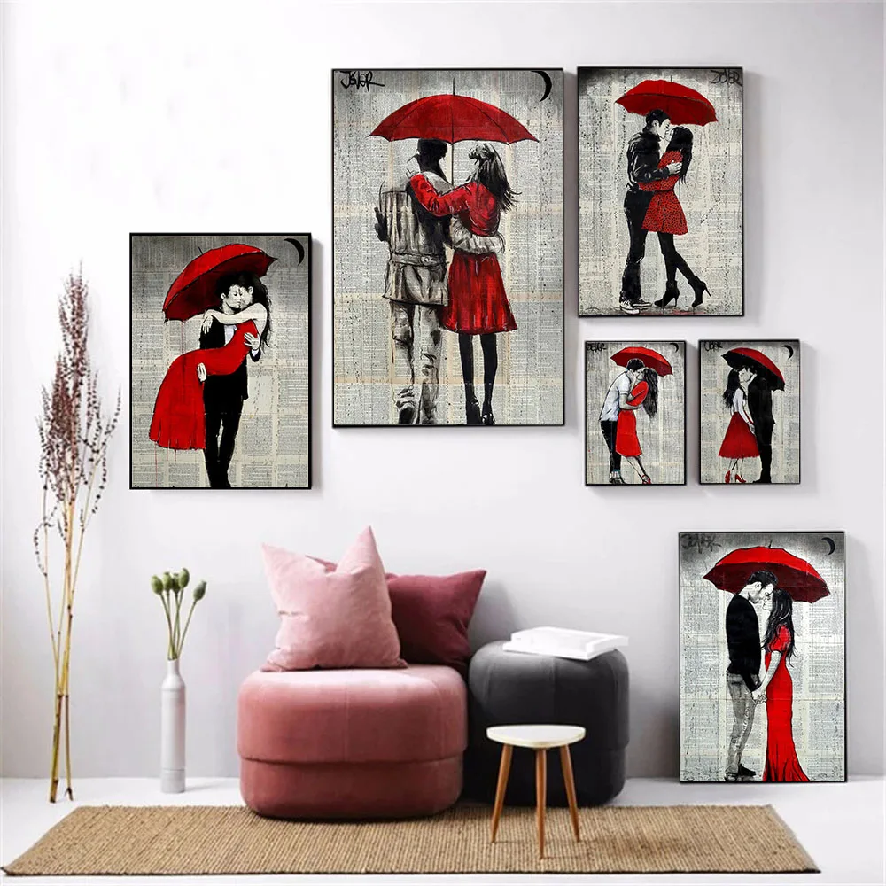 Винтажная художественная красная юбка Картина на холсте для влюбленных