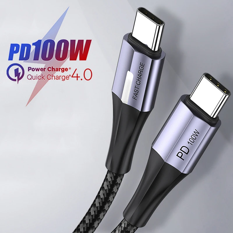 

100W USB Type C To USB C Cable USB-C PD Fast Charging Charge Wire Cord For Macbook Samsung Xiaomi 10 Huawei P40 Type-C USB Cable