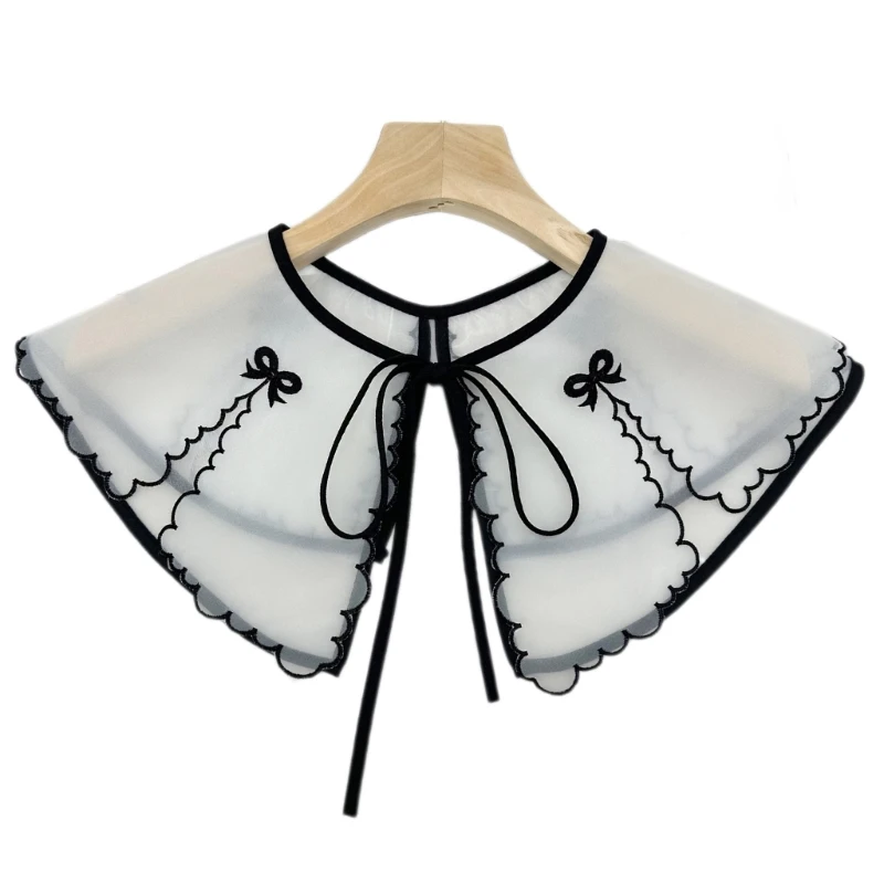 Новый стиль женский накладной воротник для девочек накидка с бантом съемный