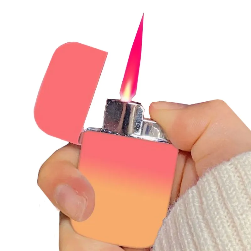 

Градиентная зажигалка, струйная Электронная зажигалка с розовым пламенем, Бутановая фонарь жигалка, милая Зажигалка для ежедневного испол...