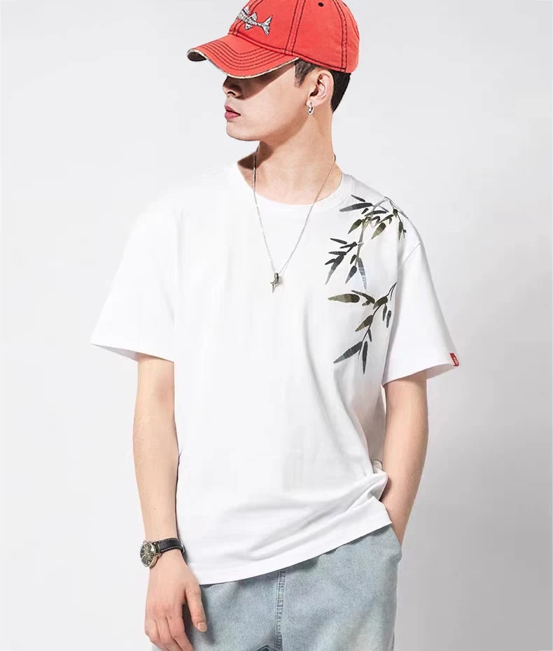 

Unstoppable Embroidery T-shirt Spring/Summer Men's Pure Cotton Large Loose Short Sleeve Top