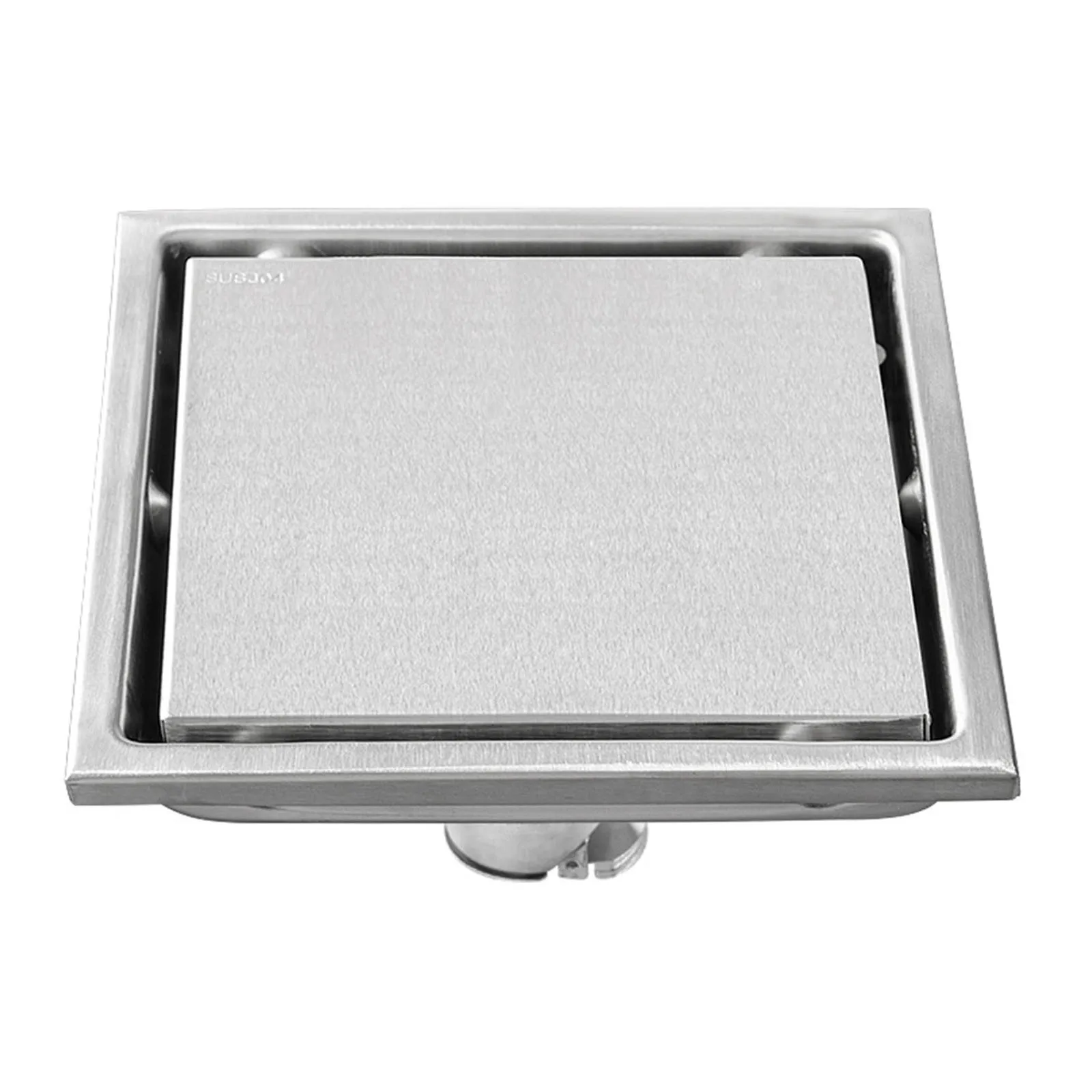 

Exquisite Brushed Nickel Finish Bathroom Shower Floor Drain, Modern Square Style, Easy Maintenance, Fully Recessed Installation