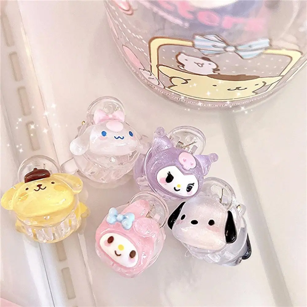 

Kawaii Anime Kuromi Cinnamoroll Purin Dog Mymelody Cute Jelly Color Fresh Summer Hairpin Accessories Poped Girl Heart Gift