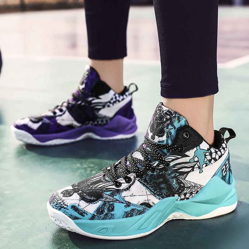 Unisex Sneakers Men's Basketball Shoes Fashion Graffiti Shoes Male Comforthable Sports Shoes Gym Training Athletic Shoes Women