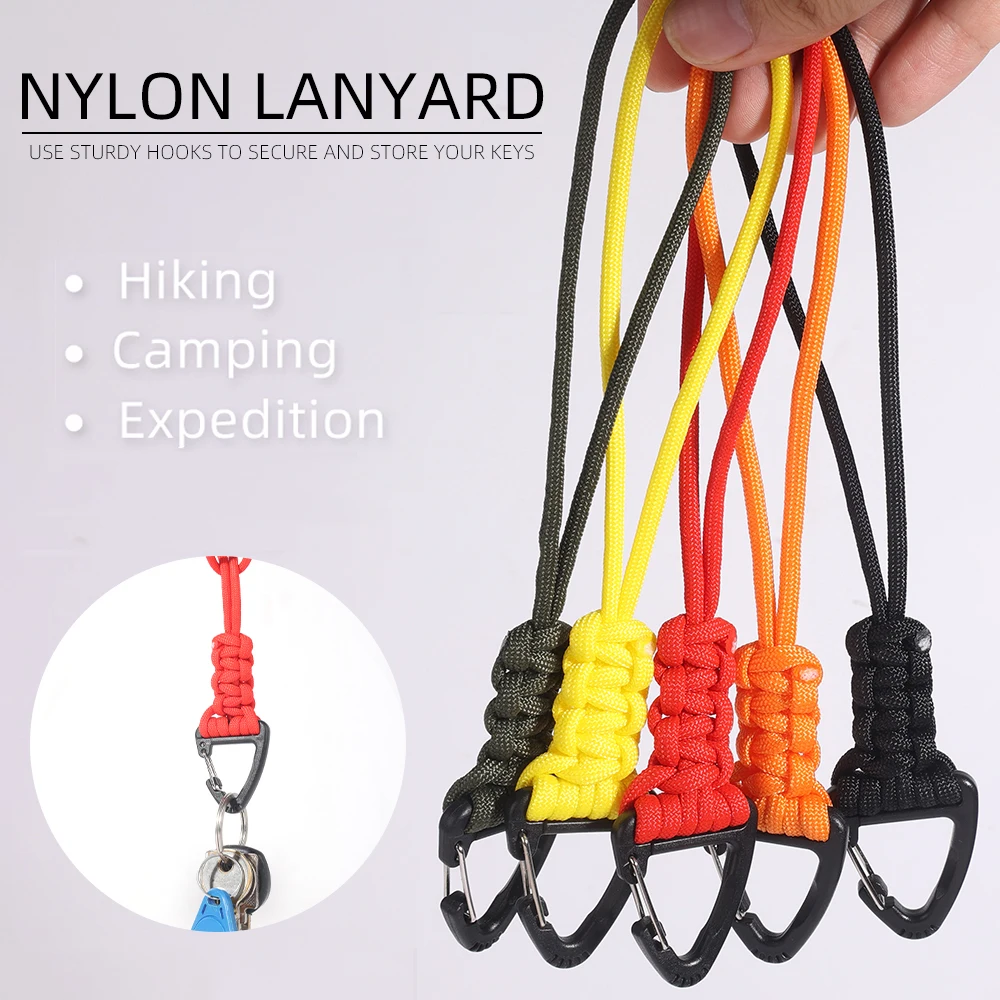 

Уличные брелки из Паракорда, нейлоновый шнурок ручной работы с металлическими треугольными пряжками, набор для выживания на природе, шнур-з...