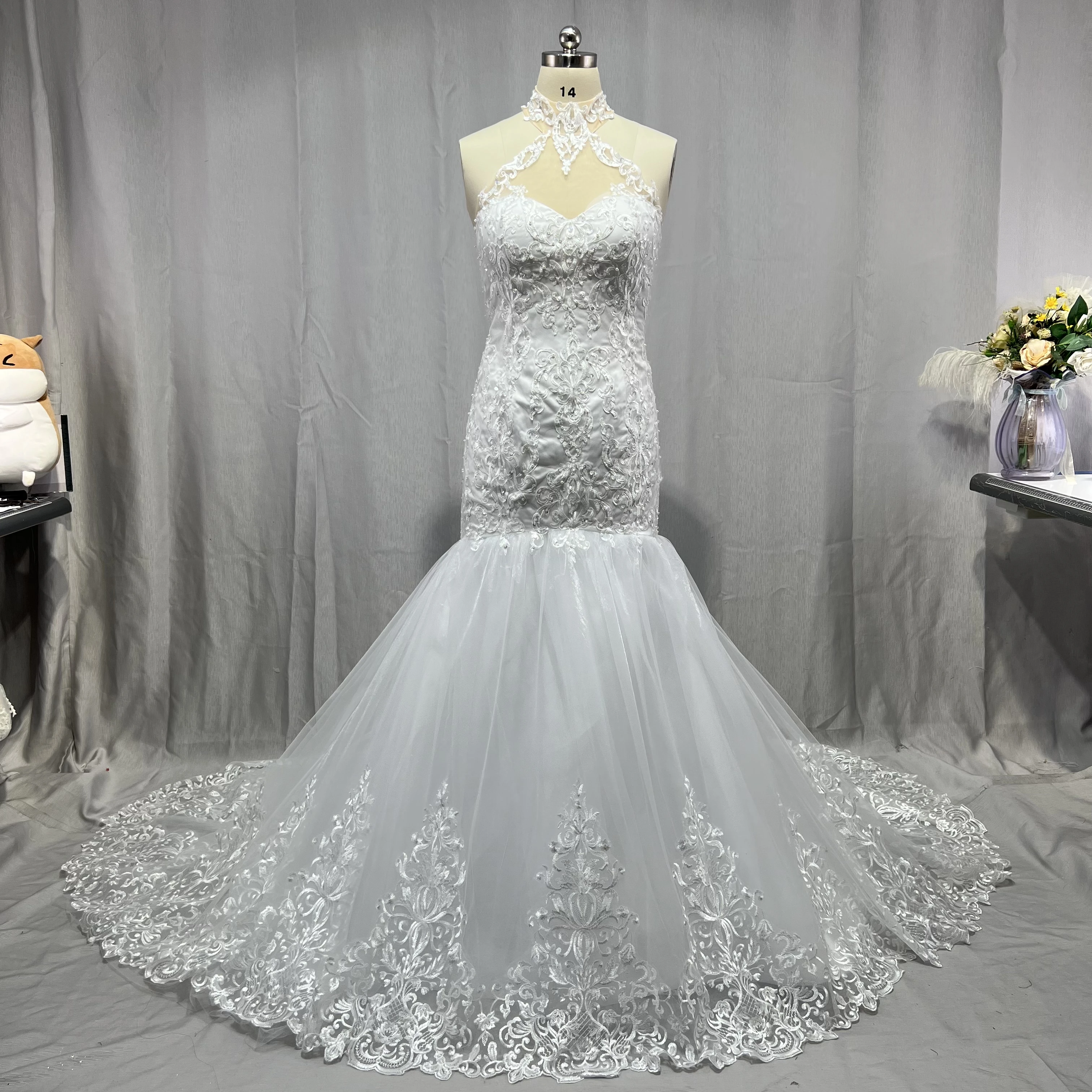 MYYBLE 2022 арабское Aso Ebi винтажное кружевное свадебное платье с бисером прозрачная