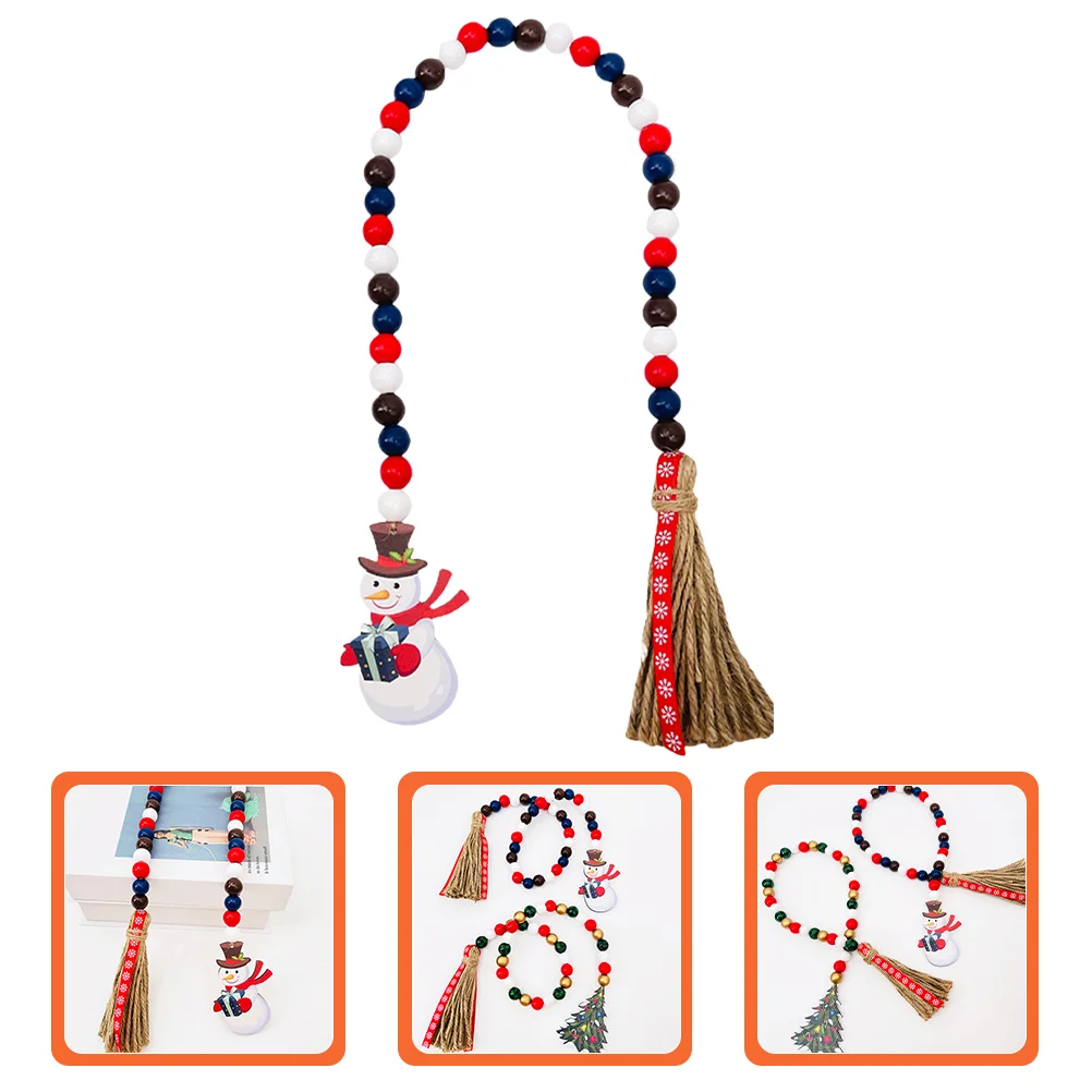 

Garland Bead Hanging Wooden Wood Beads Christmas Decor Tassels Beadedprayer Farmhouse Walldecoration Pendant Treewinter
