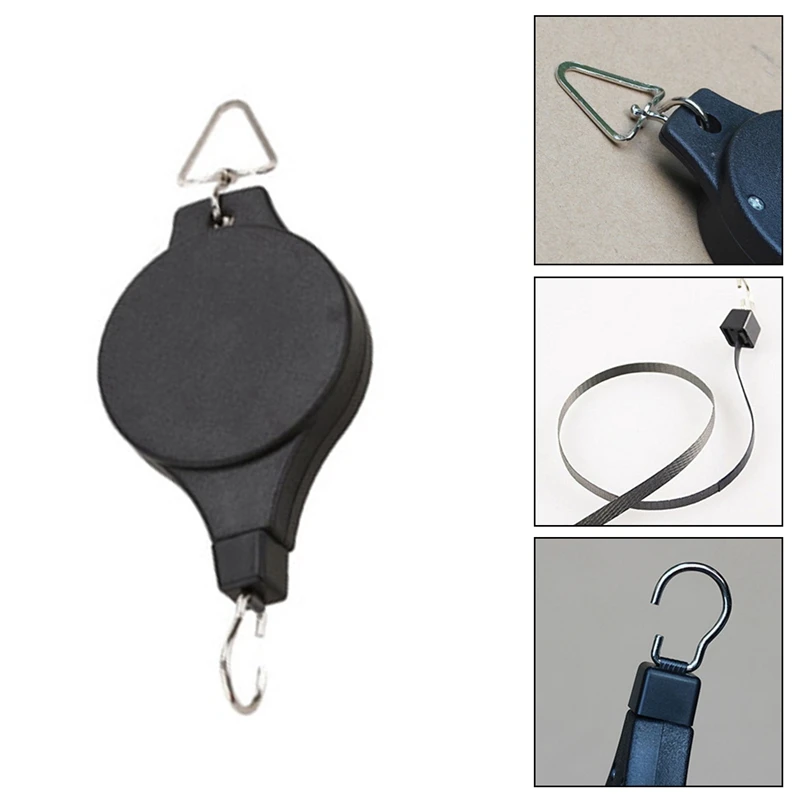 

A 1Pc Black Useful Retractable Basket Hanging Hook Pull Down Hanger Pulley Garden Plant Pot