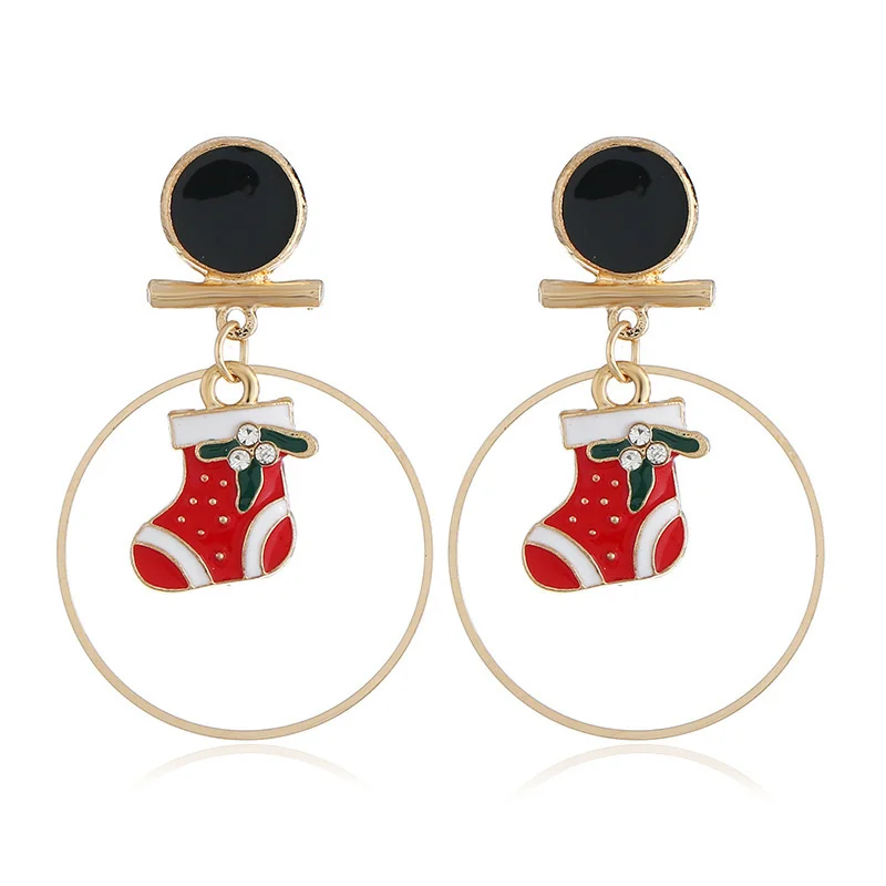 

Circle Christmas boots Fashion Earrings Black Socks Earrings