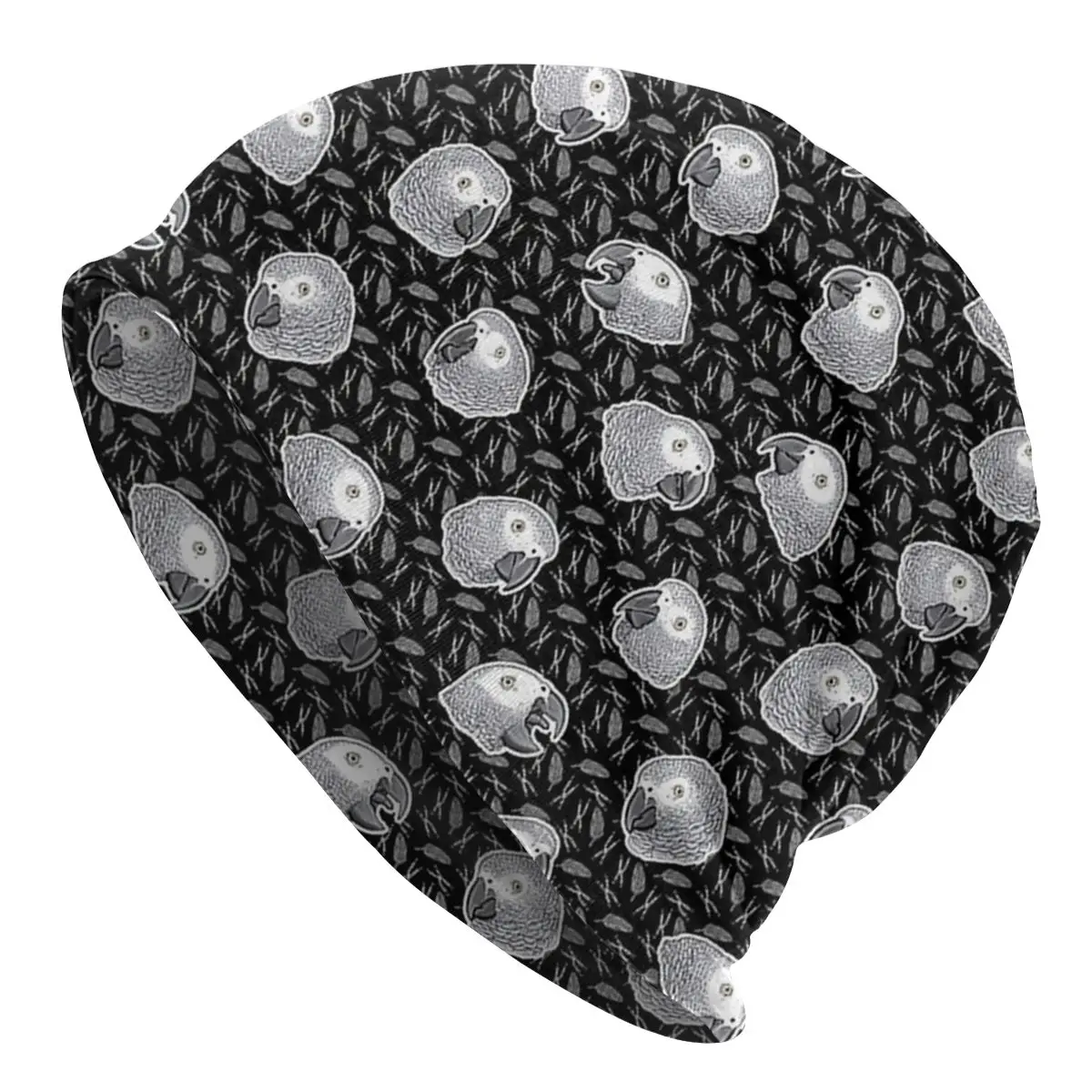 

African Grey Parrots Pattern (Black) Beanies Pullover Cap Comfortable , Adult Men's Woman Knit Hat