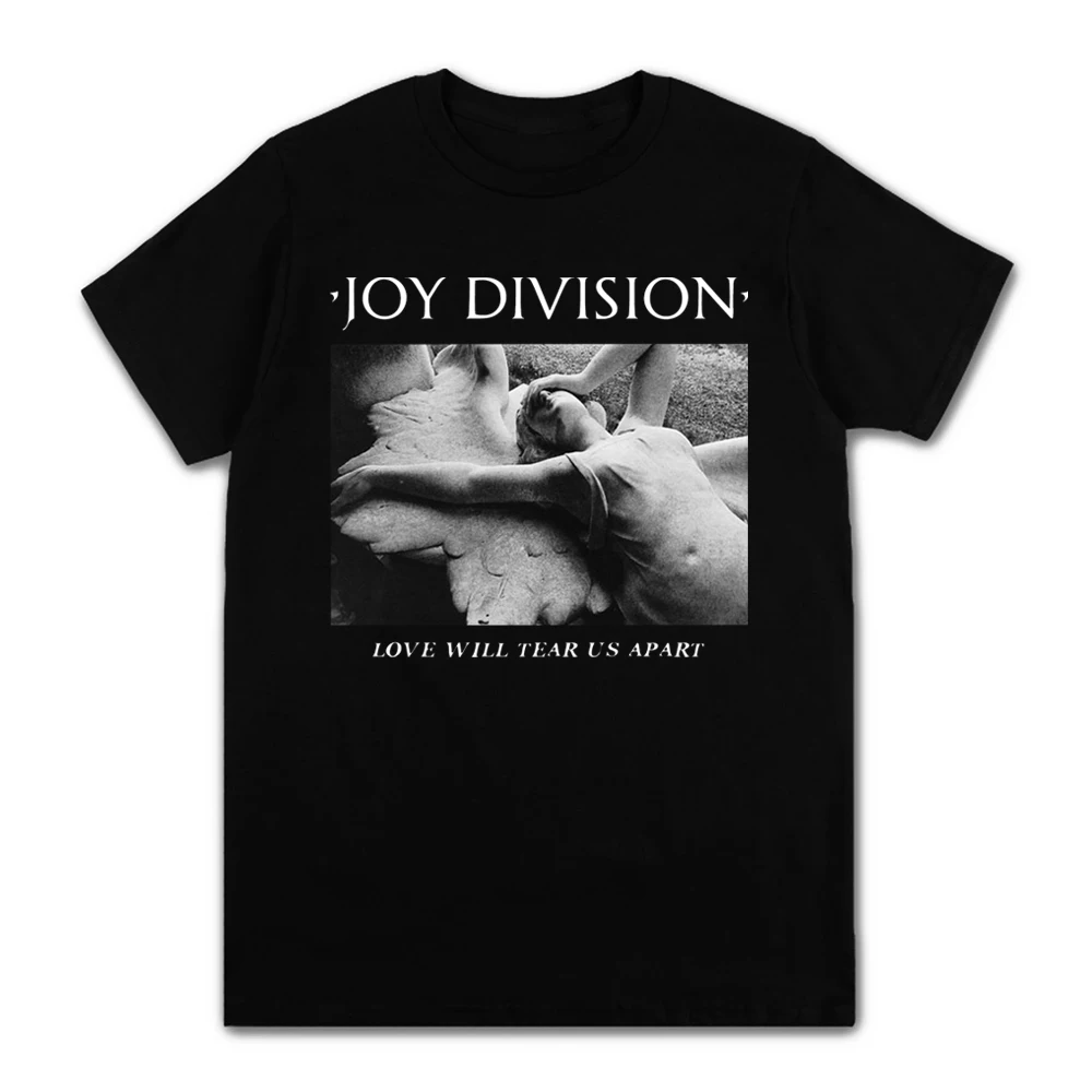 

Футболка мужская черная с надписью «JOY DIVISION LOVE WILL TEAR US»