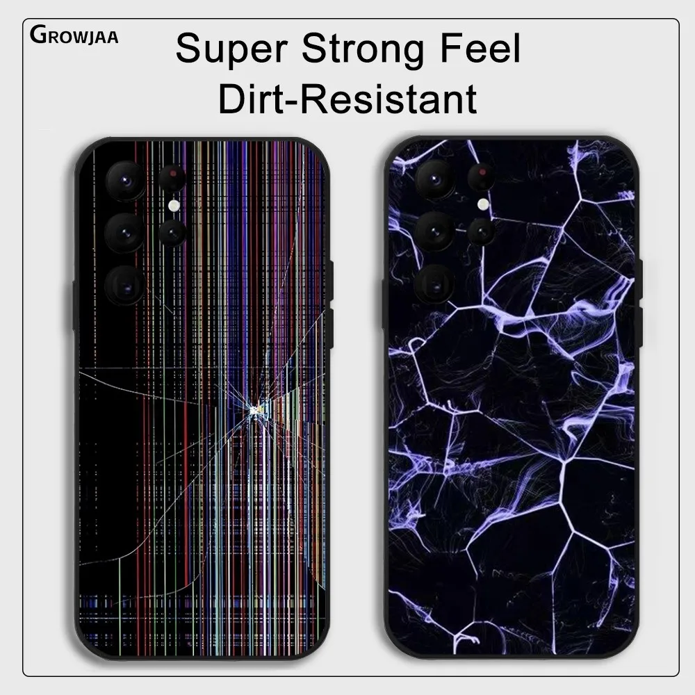 Чехол для телефона Cool Black Broken Liquid Crystal Samsung Galaxy S24 Ultra S22 S23 S21 S20 5G Защитный