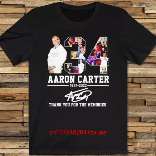 Новая редкая Аарон Картер 1987 2022 спасибо футболка хлопок черный S 5XL THA655 длинный