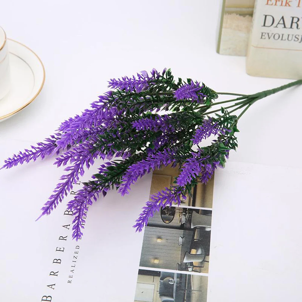 

1Pc Lavender Bouquet Artificial Flowers Plastic 14.17In DIY Dector For Romantic Wedding Bouquets Home Decor Centerpieces