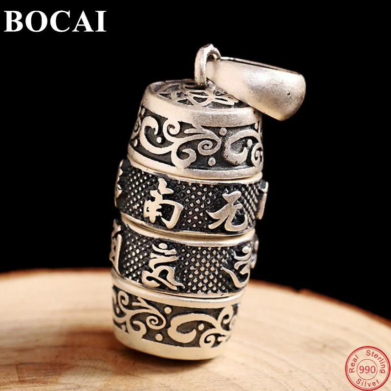 

BOCAI 2022 Trendy S990 Sterling Silver Pendants Fashion Six Syllable Mantra Gawu-Box Pure Argentum Jewelry for Women Men