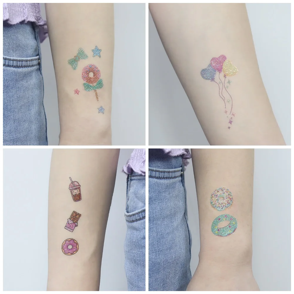 14 видов блестящих бриллиантовых татуировок для детей мультяшный единорог замок