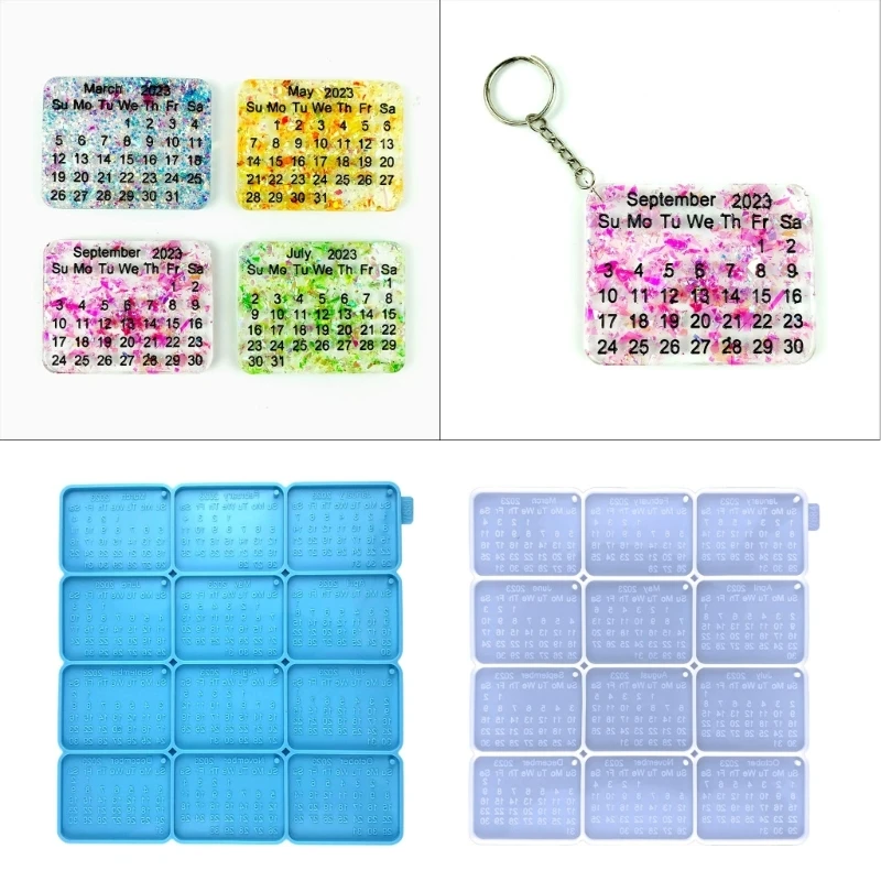 

DIY 2023 Calendar Shape Keychain Silicone Epoxy Molds DIY Ornaments Pendant Jewelry Crafting Mould for Valentine Gift