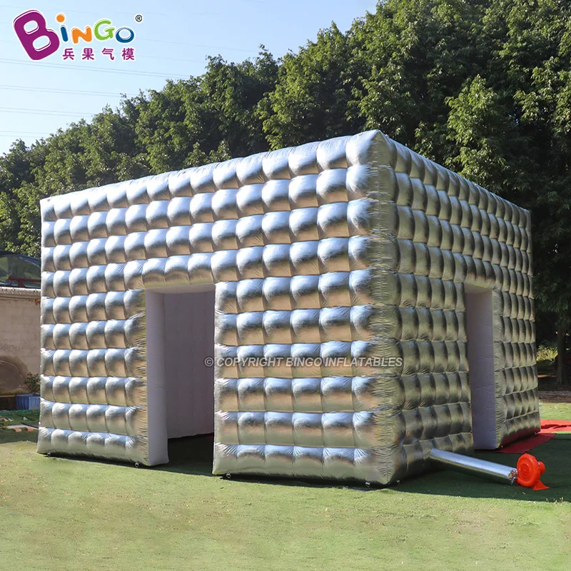 

Custom Size 6x6x4 Meters Inflatable Cube Tent Portable Party Marquee Commercial Use Canopy Silver Outside White Inside