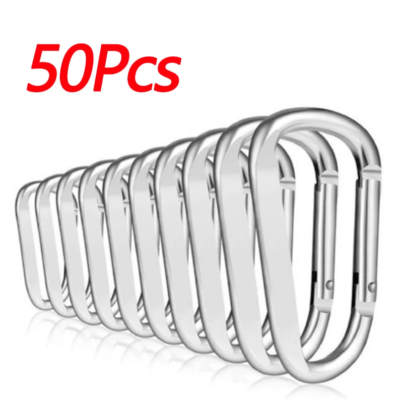 

50/100 Carabiners Aluminum Locking Carabiner Spring Clips Hook Keychain Buckle Mountaineering Hook Climbing Sports Outdoor Camp