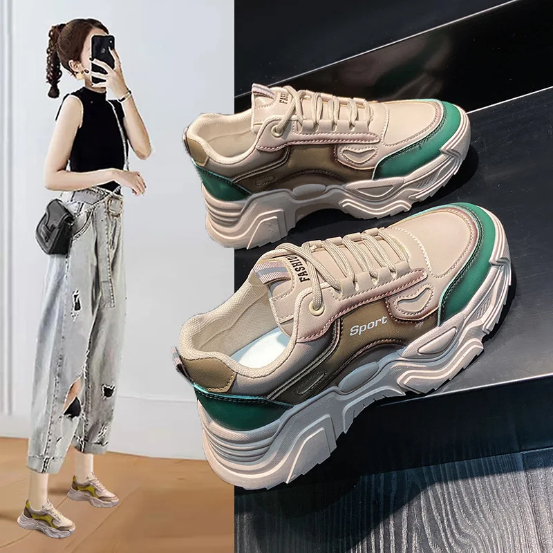 

Spring and autumn new fashion thick-soled daddy shoes comfortable female students casual sports running shoes women's shoes