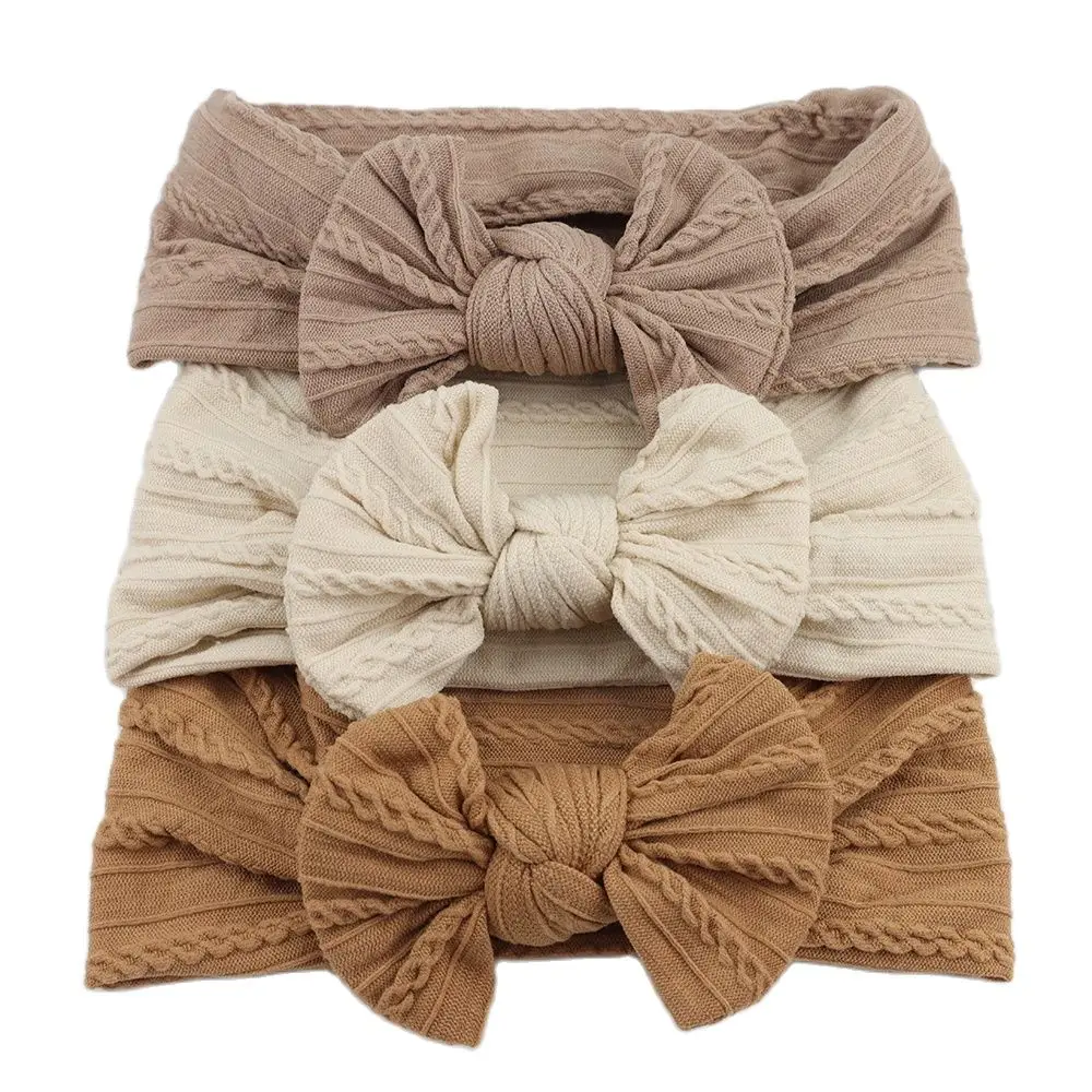 

3pcs/Lot Knit Bow Baby Headbands Newborn Elastic Nylon Baby Girl Headband Children Turban Kids Headwear Infant Hair Accessories