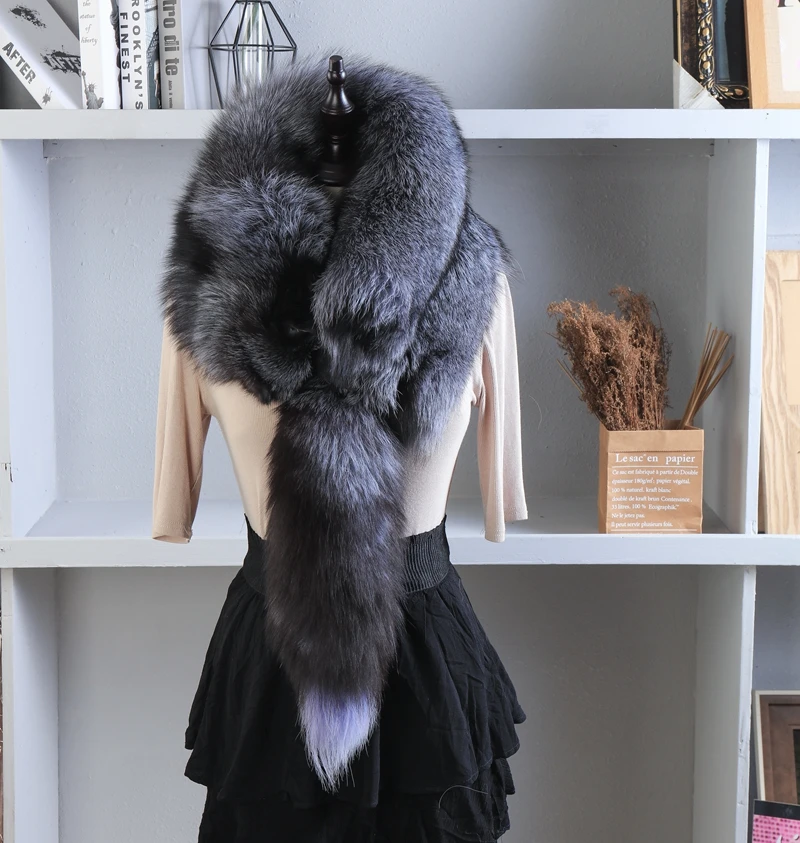 2023 Party Luxury Brand Women Real Winter Fox Fur Scarves Natural One-Piece Fox Fur Collar Warm Soft Real Fox Fur Scarf images - 6
