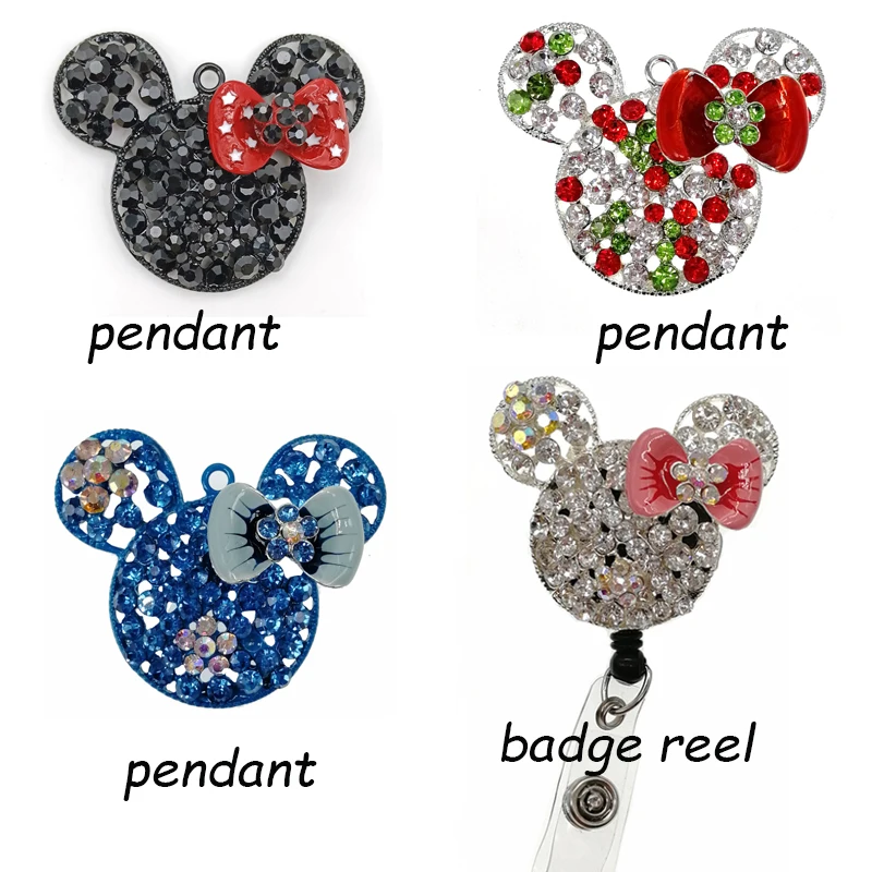 

Разноцветная подвеска стразы в форме головы мыши с кристаллами/катушка для значков ювелирные изделия Аксессуары для ожерелья