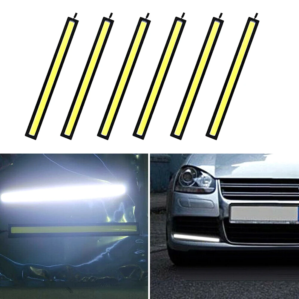 

6pcs Car DRL LED Strip Daytime Running Light bar Waterproof LED COB Strip Light 12V Super Bright For Camping Caravan Boat Car