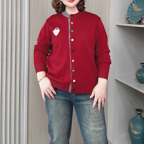 Женское блестящее пальто с длинным рукавом, Свободный вязаный кардиган, с круглым вырезом, цветные пуговицы, блестящее пальто, осень, зима, 2024