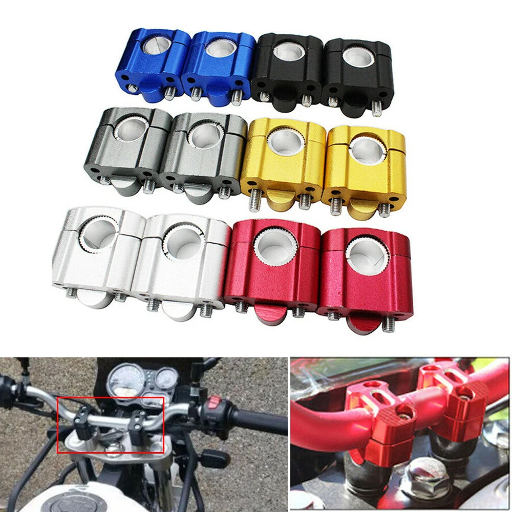 2pcs 22mm 7/8'' Motorcycle HandleBar Handle Fat Bar Mount Clamps Riser Universal | &amp Brackets