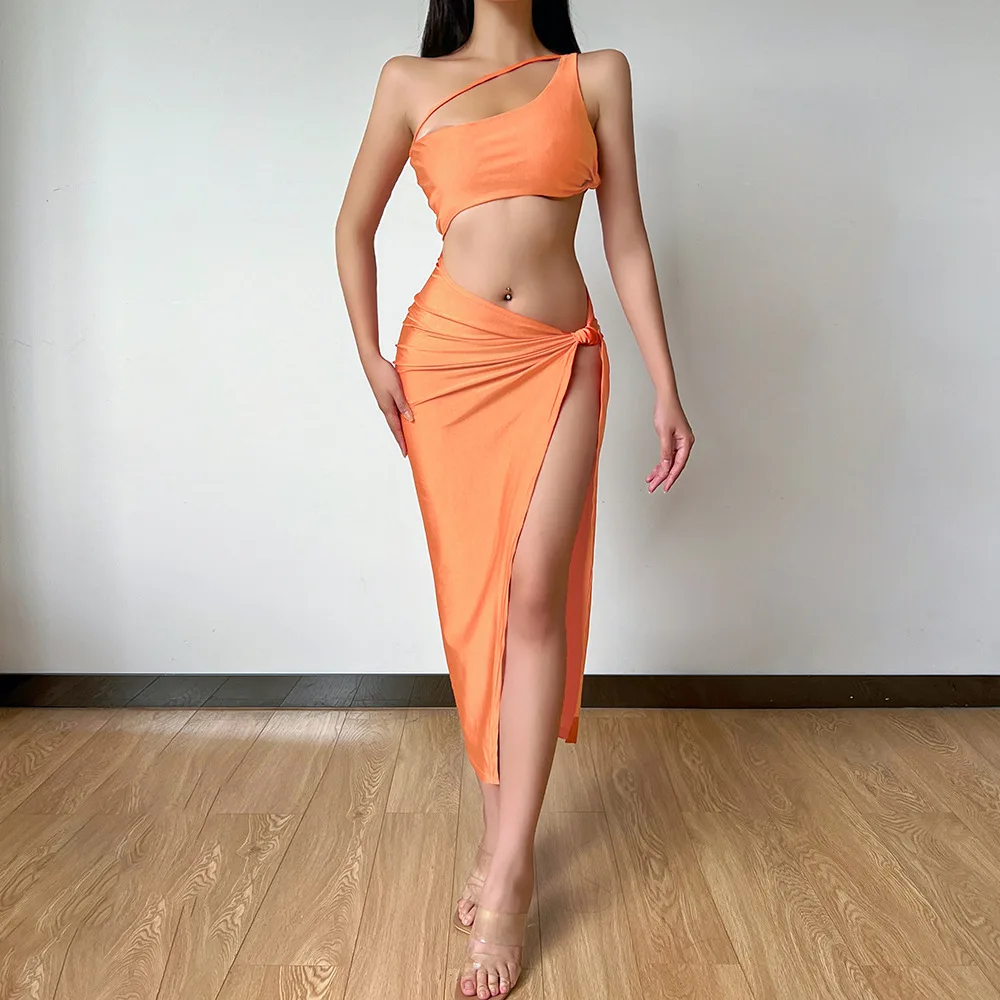 

Hollow Irregular One-shoulder Dress Summer Sexy Backless Temperament Commuter Sleeveless Dress Summer Dress Women 2022