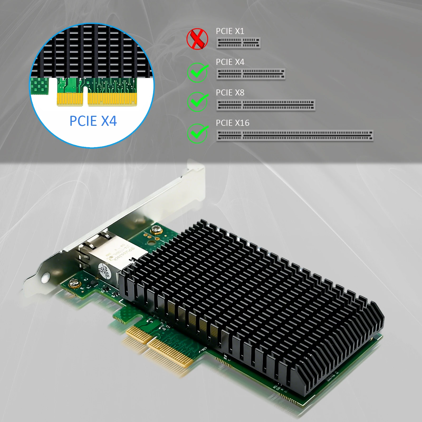 Фото Сетевая карта Ethernet 10G RJ45 с контроллером Intel X550, интерфейсом PCIE 3.0 X4 №5