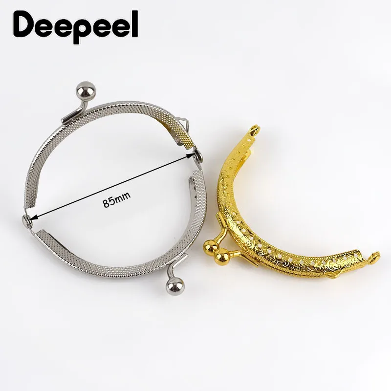 5/10pcs Deepeel 8.5cm Metal Purse Frame Handle Embossed Kiss Clasps Bag Handles Hardware DIY Sewing Brackets Luggage Accessory