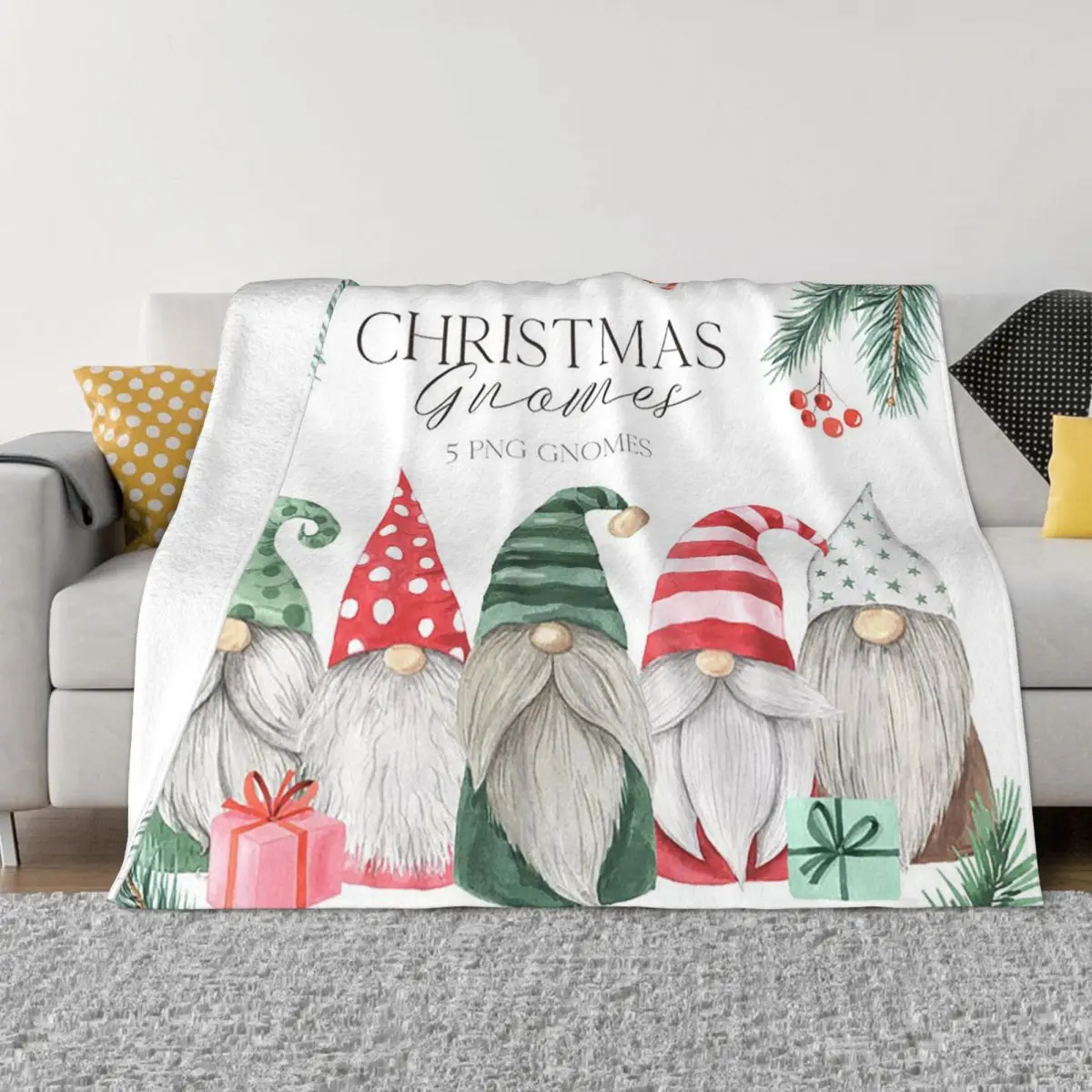 

Merry Christmas Gnome Blanket Nordic New Year Fuzzy Funny Soft Throw Blanket for Chair Covering Sofa Summer