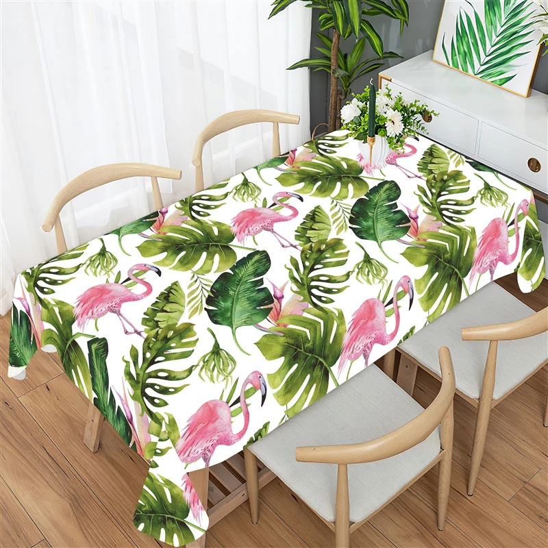 

Flamingo Printing Tablecloth On The Table Fabric Decorative Plates Table Rectangular Tablecloths Waterproof Table Cover Home Dec