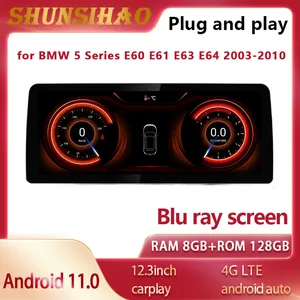 shunsihao blu ray android 11 for 12 3 e60 525i 535i 530d e61 e63 2003 2010 cic ccc car radio multimedia gps navi 128g free global shipping