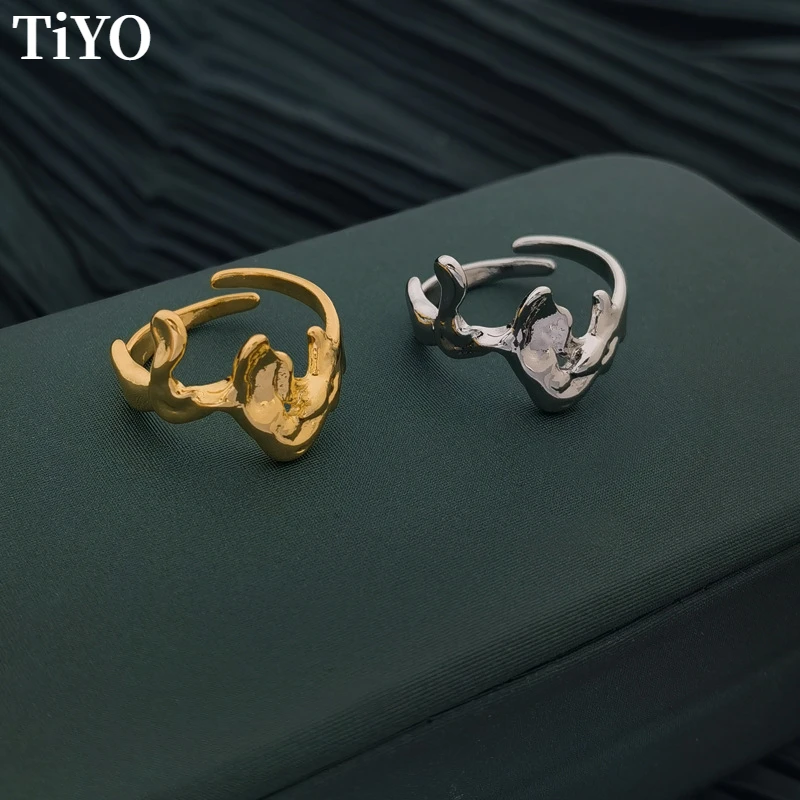 

Modern Jewelry Geometric Metal Rings Cool Design Hip Hop High Quality Copper Geometric Adjustable Rings For Women Girl GIft