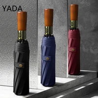 yada luxury 10k automatic umbrella sunny and rainy wooden handle umbrellas for men women windproof fold uv parapluie ys220058